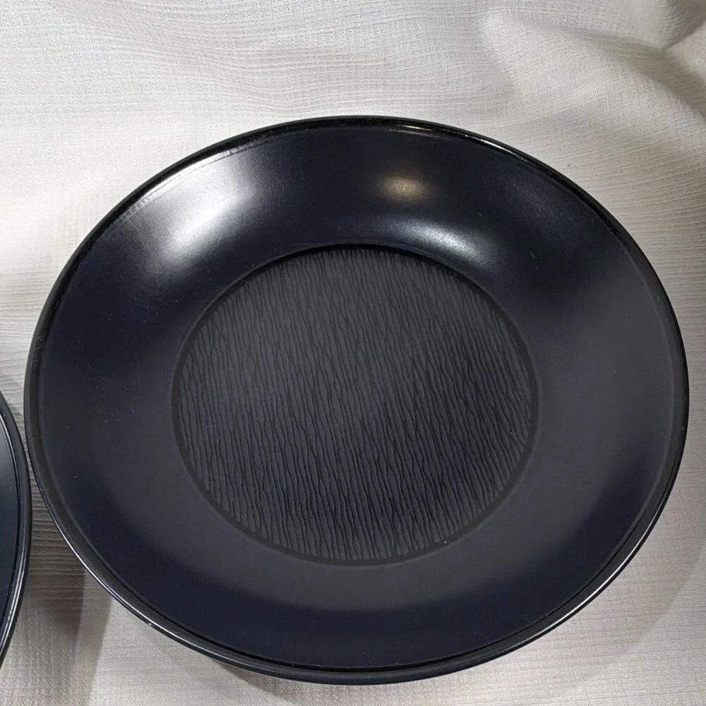 Set of 2 Noritake BoB Wave Black Fine Porcelain 9.5